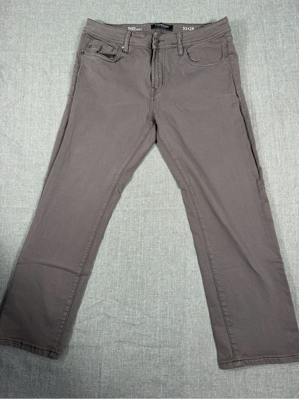 Liverpool Los Angeles Mens Jeans 33x28 Relaxed Straight Gray Stretch Denim Pants